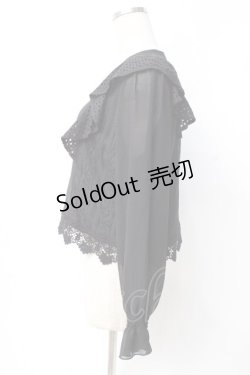 画像2: axes femme POETIQUE / 肩フリルレースブラウス M 黒 Y-25-07-29-050-AX-BL-SZ-ZY