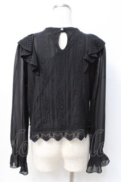 画像3: axes femme POETIQUE / 肩フリルレースブラウス M 黒 Y-25-07-29-050-AX-BL-SZ-ZY