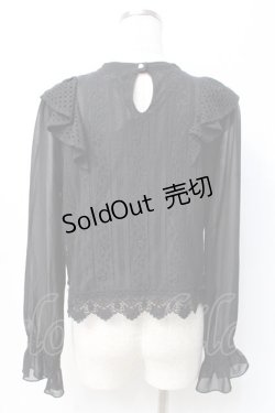 画像3: axes femme POETIQUE / 肩フリルレースブラウス M 黒 Y-25-07-29-050-AX-BL-SZ-ZY