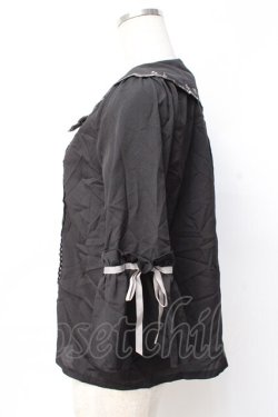 画像2: axes femme POETIQUE / トランプ刺繍スカラップ襟ブラウス M 黒 Y-25-07-29-051-AX-BL-SZ-ZY