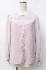 axes femme kawaii / ドットチュールローズブラウス M ピンク Y-25-07-29-053-AX-BL-SZ-ZY