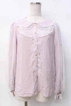 画像1: axes femme kawaii / ドットチュールローズブラウス M ピンク Y-25-07-29-053-AX-BL-SZ-ZY