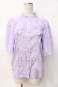 axes femme kawaii / チュールフリルブラウス M ラベンダー Y-25-07-29-054-AX-BL-SZ-ZY