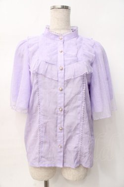 画像1: axes femme kawaii / チュールフリルブラウス M ラベンダー Y-25-07-29-054-AX-BL-SZ-ZY