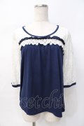 axes femme / レース切替えプルオーバー M 紺 Y-25-07-29-055-AX-TO-SZ-ZY