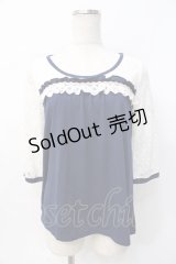 axes femme / レース切替えプルオーバー M 紺 Y-25-07-29-055-AX-TO-SZ-ZY