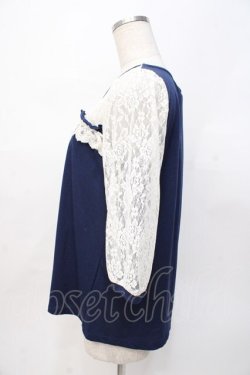 画像2: axes femme / レース切替えプルオーバー M 紺 Y-25-07-29-055-AX-TO-SZ-ZY