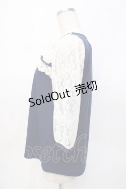 画像2: axes femme / レース切替えプルオーバー M 紺 Y-25-07-29-055-AX-TO-SZ-ZY