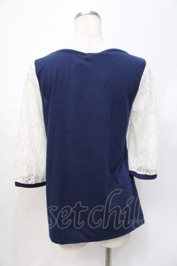画像3: axes femme / レース切替えプルオーバー M 紺 Y-25-07-29-055-AX-TO-SZ-ZY