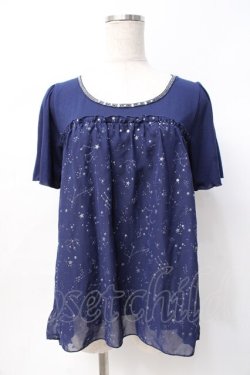 画像1: axes femme / 星座柄シフォンプルオーバー M 紺 Y-25-07-29-056-AX-TO-SZ-ZY