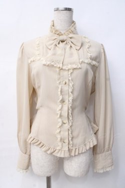 画像1: Innocent World / ロンドンストライプブラウス L ベージュ Y-25-07-29-063-IW-BL-SZ-ZY