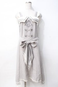 Ozz oneste / 薔薇刺繍サイドプリーツジャンパースカート  グレー Y-25-07-29-070-OO-OP-SZ-ZY