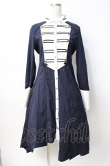 Ozz oneste / ストライプナポレオンシャツワンピース  紺 Y-25-07-29-071-OO-OP-SZ-ZY