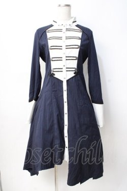 画像1: Ozz oneste / ストライプナポレオンシャツワンピース  紺 Y-25-07-29-071-OO-OP-SZ-ZY