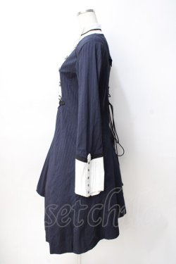 画像2: Ozz oneste / ストライプナポレオンシャツワンピース  紺 Y-25-07-29-071-OO-OP-SZ-ZY