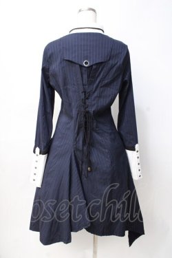 画像3: Ozz oneste / ストライプナポレオンシャツワンピース  紺 Y-25-07-29-071-OO-OP-SZ-ZY
