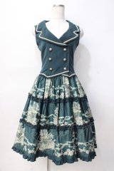 metamorphose / Rose cageベスト風ジャンパースカート  グリーン Y-25-07-29-075-ME-OP-SZ-ZY