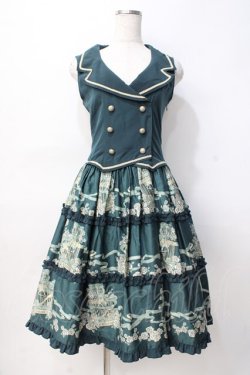 画像1: metamorphose / Rose cageベスト風ジャンパースカート  グリーン Y-25-07-29-075-ME-OP-SZ-ZY