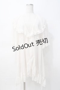 axes femme / レース×チュール楊柳ガウン F 生成り Y-25-07-29-078-AX-TO-SZ-ZT101