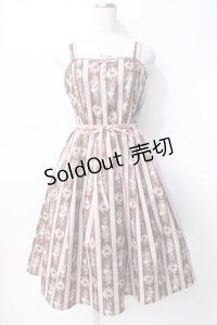axes femme kawaii / Rosy Bear柄ジャンスカ M 茶 Y-25-07-29-079-AX-OP-SZ-ZY