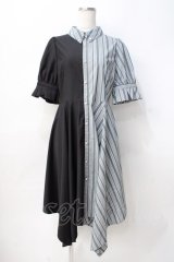 axes femme / バイカラー半袖ワンピ M 黒 Y-25-07-29-084-AX-OP-SZ-ZY