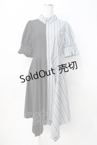 axes femme / バイカラー半袖ワンピ M 黒 Y-25-07-29-084-AX-OP-SZ-ZI