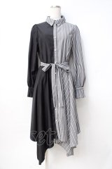 axes femme / バイカラー長袖ワンピ M 黒 Y-25-07-29-085-AX-OP-SZ-ZY