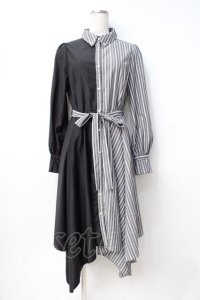 axes femme / バイカラー長袖ワンピ M 黒 Y-25-07-29-085-AX-OP-SZ-ZY