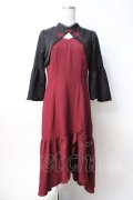 axes femme POETIQUE / ロータス刺繍チャイナワンピース M ワイン Y-25-07-29-088-AX-OP-SZ-ZY