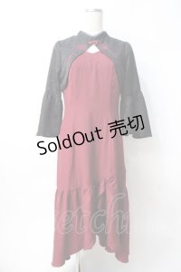 axes femme POETIQUE / ロータス刺繍チャイナワンピース M ワイン Y-25-07-29-088-AX-OP-SZ-ZY