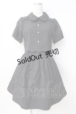 画像1: axes femme POETIQUE / シアーチェックスカラップワンピース M 黒 Y-25-07-29-090-AX-OP-SZ-ZY