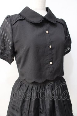 画像4: axes femme POETIQUE / シアーチェックスカラップワンピース M 黒 Y-25-07-29-090-AX-OP-SZ-ZY