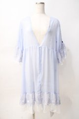 axes femme / シアー×チュールレースガウン F サックス Y-25-07-29-092-AX-TO-SZ-ZY