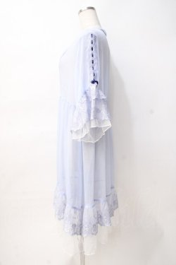 画像2: axes femme / シアー×チュールレースガウン F サックス Y-25-07-29-092-AX-TO-SZ-ZY