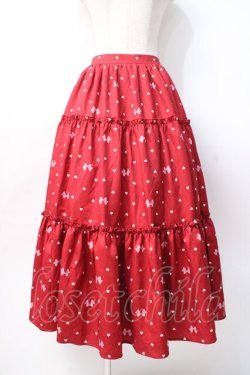 画像1: axes femme kawaii / ハートドット柄ティアードスカート M 赤 Y-25-07-29-103-AX-SK-SZ-ZY