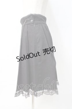 画像2: BPN / クロスチェーン付き裾レーススカート M 黒 Y-25-07-29-107-GO-SK-SZ-ZY