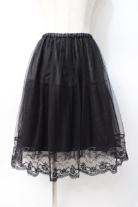 axes femme / チュール×レーススカート M 黒 Y-25-07-29-109-AX-SK-SZ-ZY