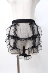 axes femme kawaii / ドットチュールハーフエプロン M 黒 Y-25-07-29-113-AX-ZA-SZ-ZY