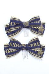 Angelic Pretty / Crownロゴリボンコーム  紺 Y-25-07-29-018-AP-AC-SZ-ZY