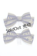 Angelic Pretty / Crownロゴリボンコーム  紺 Y-25-07-29-018-AP-AC-SZ-ZY