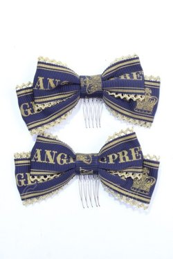 画像1: Angelic Pretty / Crownロゴリボンコーム  紺 Y-25-07-29-018-AP-AC-SZ-ZY