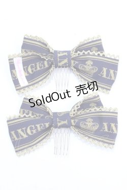 画像2: Angelic Pretty / Crownロゴリボンコーム  紺 Y-25-07-29-018-AP-AC-SZ-ZY