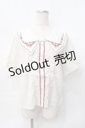 axes femme POETIQUE / チェリー刺繍リボン襟ブラウス  ベージュ Y-25-07-31-032-AX-TO-SZ-ZY