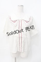 axes femme POETIQUE / チェリー刺繍リボン襟ブラウス  ベージュ Y-25-07-31-032-AX-TO-SZ-ZY
