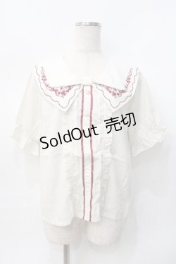 画像1: axes femme POETIQUE / チェリー刺繍リボン襟ブラウス  ベージュ Y-25-07-31-032-AX-TO-SZ-ZY