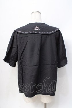 画像3: axes femme POETIQUE / チェリー刺繍リボン襟ブラウス  黒 Y-25-07-31-033-AX-TO-SZ-ZY
