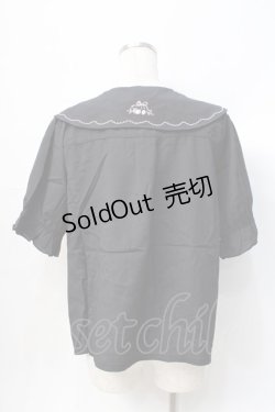 画像3: axes femme POETIQUE / チェリー刺繍リボン襟ブラウス  黒 Y-25-07-31-033-AX-TO-SZ-ZY