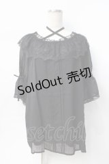 axes femme / クロスデザインシアートップス  黒 Y-25-07-31-034-AX-TO-SZ-ZY