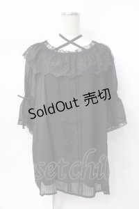 axes femme / クロスデザインシアートップス  黒 Y-25-07-31-034-AX-TO-SZ-ZY