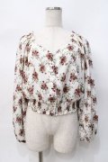 axes femme / 花柄ボリューム袖ブラウス  白 Y-25-07-31-035-AX-BL-SZ-ZY